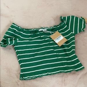 brand new reformation jeans off the shoulder top